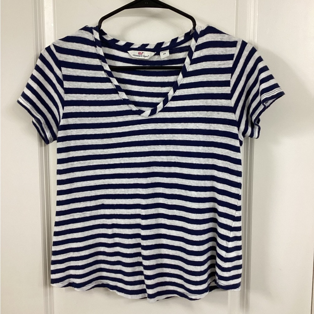 Vineyard Vines Blue and White Striped Tee
